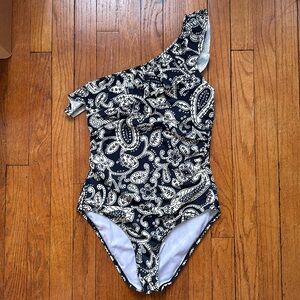 Boden Paisley Navy & White One Piece Swimsuit (US 8)